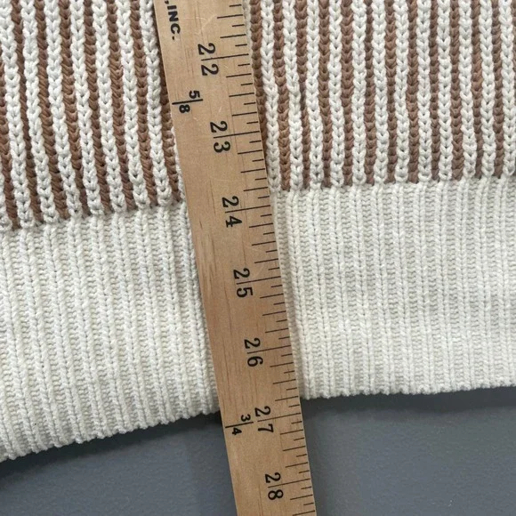 Aerie Chenille Striped Oversized Knit Sweater Pullover Tan Cream XL Chunky - Picture 8 of 8